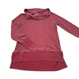 Lucky Brand Burgundy Long Sleeve Cowl Neck Tunic Top L Cotton/Polyester